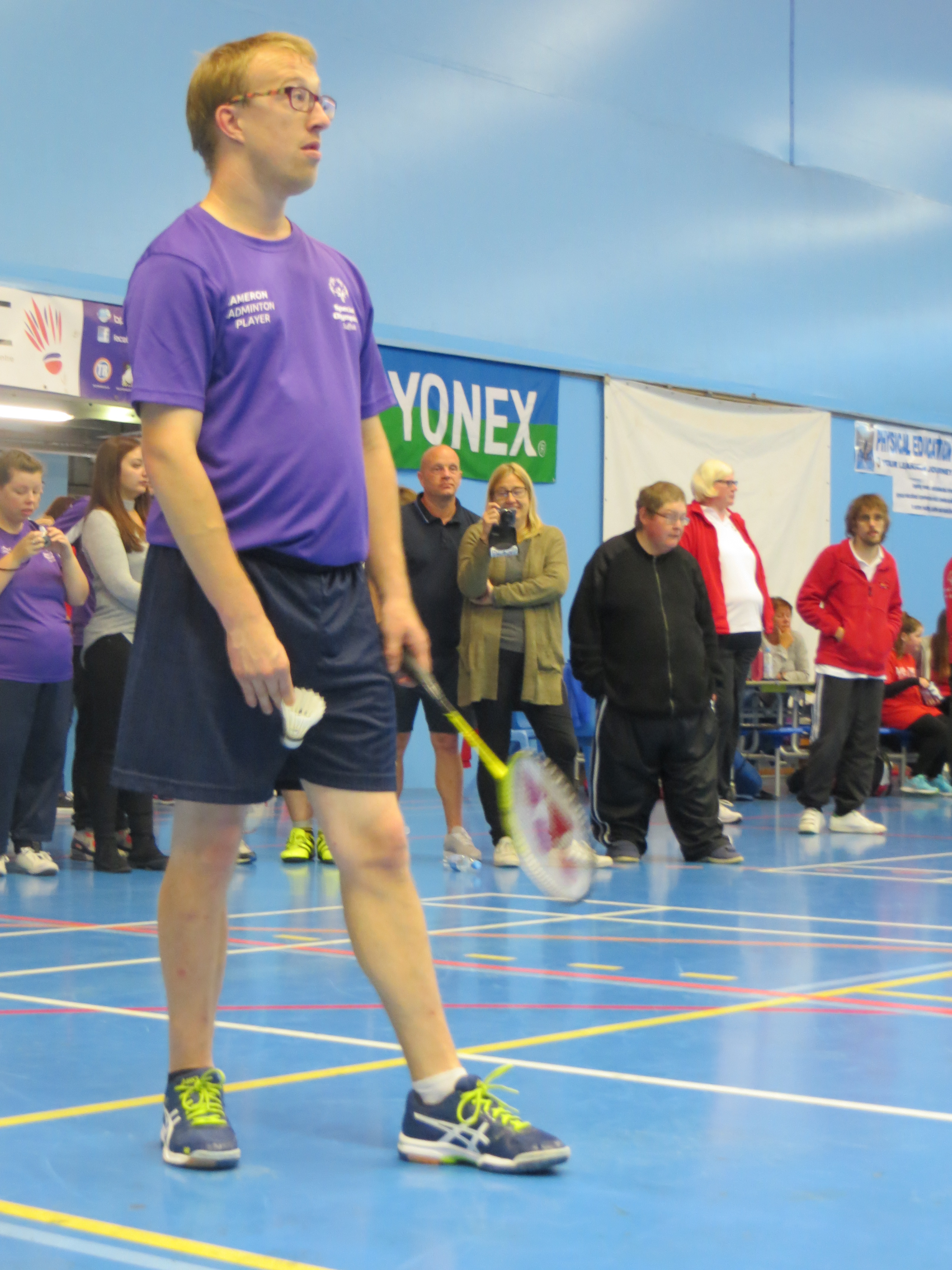 Cameron gets ready to serve